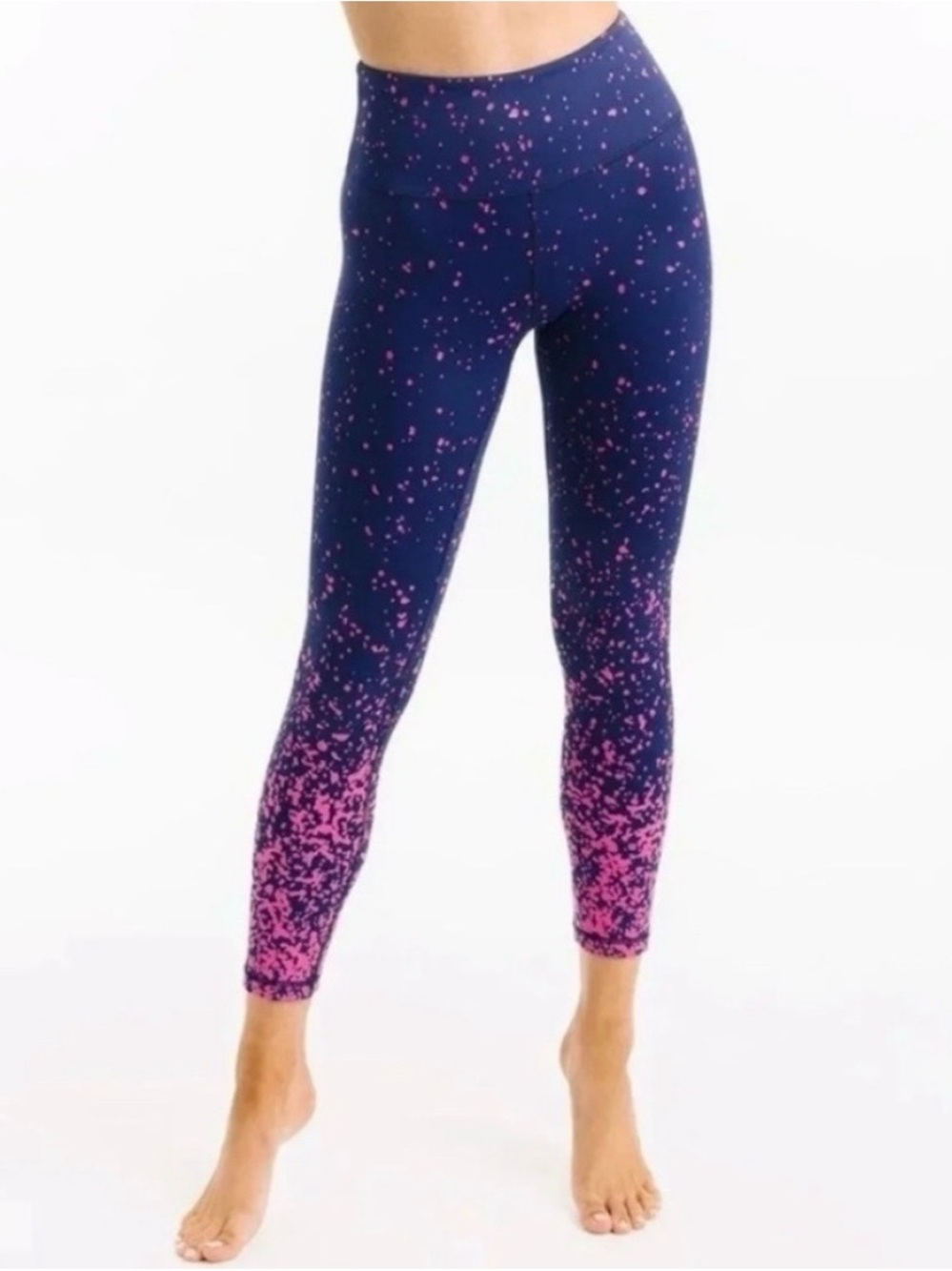 Zyia Navy Pink Splash Light n Tight Hi-Rise 7/8 24” Waist Size 4 Leggings NWOT